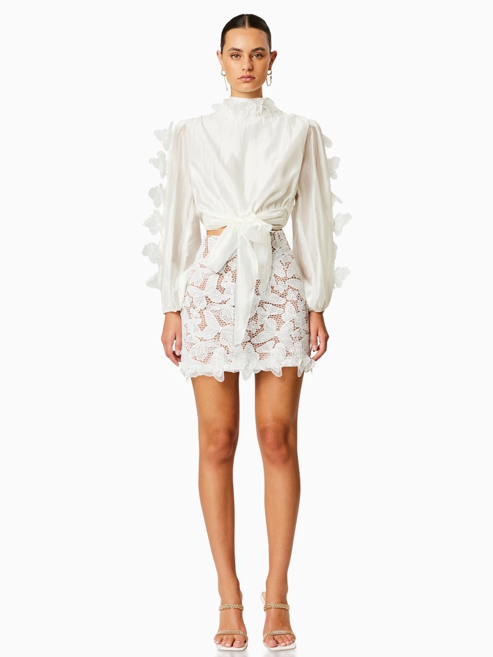 Elliatt Theodora Butterfly Lace 2 Piece Set Ivory S